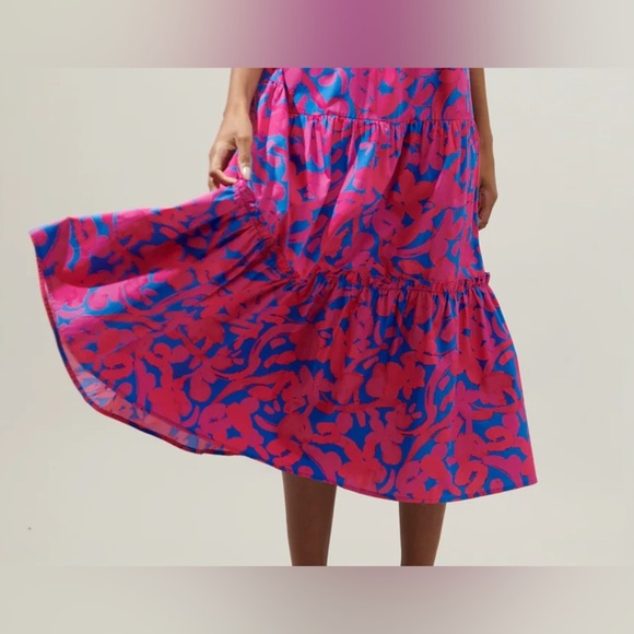 SugarLips Yeraldi Berry Fiora Open Lace Up Tiered Back Midi dress L - Picture 13 of 14